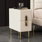 Premium Beige Nightstand – Dual Drawer Storage & Gold Accents | Bedside Table | Trufairs