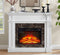 Electric Fireplace with Mantel, Fireplace Mantel, Fireplace Heater Freestanding, Realistic Stacked Stone Surround with Remote Control Timer LED Flame, White, 45.66"W*11.8"D*40"H