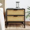 Modern Wood & Rattan Nightstand with 2 Drawers – Sleek Storage Table for Bedroom | Scandinavian Boho Decor | Trufairs