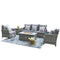 Contemporary Wicker Fire Pit Sectional – 5-Piece Patio Seating Set | Gray Cushions | Trufairs