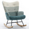 Modern Patchwork Accent Chair with Solid Wood Armrest and Feet, Kids Rocking Chair Nursery,Comfy Wingback Baby Rocker Glider Chair for Nursery, Living Room, Bedroom,Comfy Side Armchair for Bed