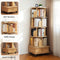 5 Tier Rotating Bookshelf, 360° Display Round Spinning Bookshelf with Wheels, Space-Saving, Small Space Rotating Bookshelf Tower for Bedroom, Living Room, Home, Office, Wood Color