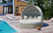 TOPMAX Patio Furniture Round Outdoor Sectional Sofa Set Rattan Daybed Two-Tone Weave Sunbed with Retractable Canopy, Separate Seating and Removable Cushion, Gray