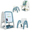 2-in-1 Kids Easel Desk Chair Set Book Rack Adjustable Art Painting Board