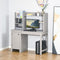 HOMCOM Light Grey Computer Desk with Bookshelves Cabinet Home Office Desk Storage Shelves Study Table