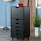 Tall 5-Drawer Storage Cabinet – Slim Black Organizer | Modern Home & Office Solution | Trufairs