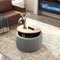 Round Storage Ottoman; 2 in 1 Function; Work as End table and Ottoman; Dark Grey