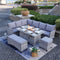 Modern Outdoor Wicker Sofa Set – Fire Pit Table & Ottoman | Patio Conversation | Trufairs