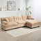 L Shaped Modular Sectional Sofa with Deep Seating Reversible 3-seat Sleeper Couch Comfortable Upholstered Furniture for Living Room Apartments Studios and Offices-Khaki