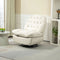 360° Swivel Recliner Adjustable Chair Chenille Glider Swivel Reclining Sofa Chair with Black Metal Round Base - Beige