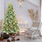 8FT Blue-Green Tint PE/PVC Christmas Tree with 650 Warm White LED Lights – 2458 Tips, Hinged Branch Design, Full Natural Look, Metal Stand, Easy Assembly Holiday Decoration