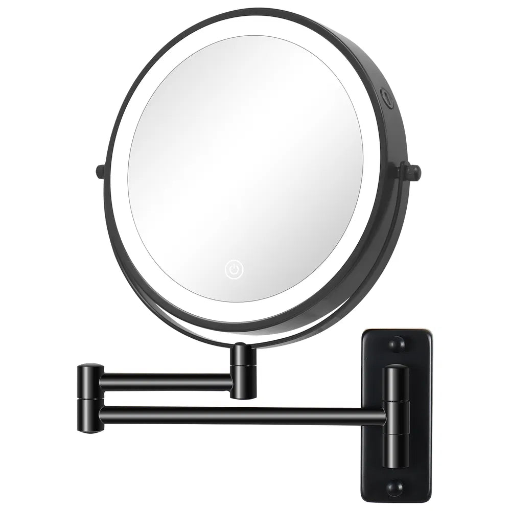 PrecisionGlow LED Wall Mounted Makeup Mirror with 10X Magnification & 360° Swivel | Trufairs