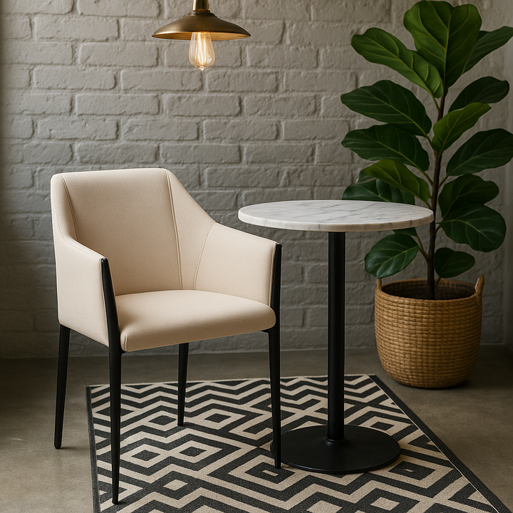 Andover Dining Chair: Modern Fabric Steel Frame Chair with Powder Coated Finish