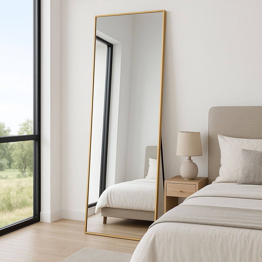 64" Sleek Gold Frame Full Length Mirror