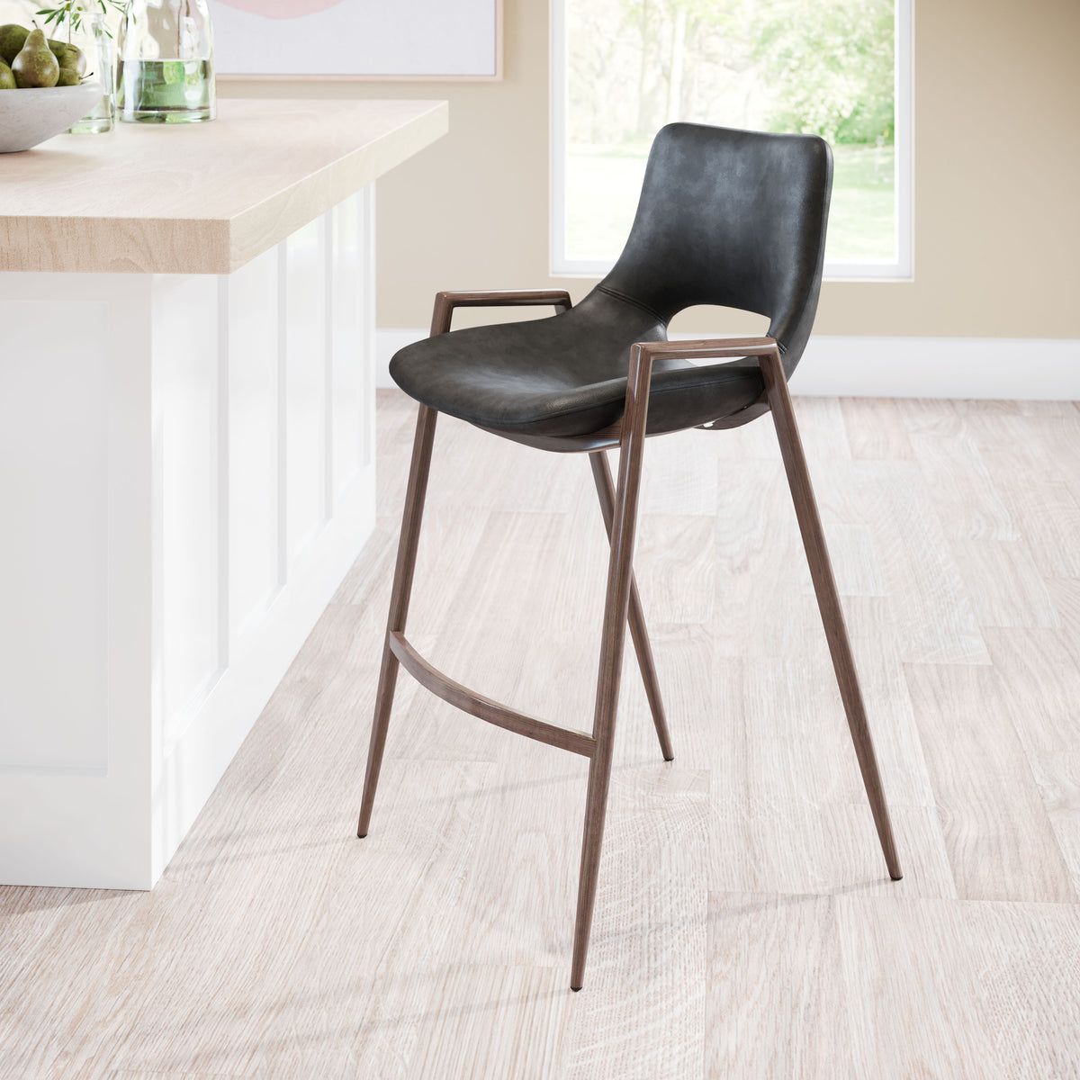 Desi Counter Stool Black & Walnut