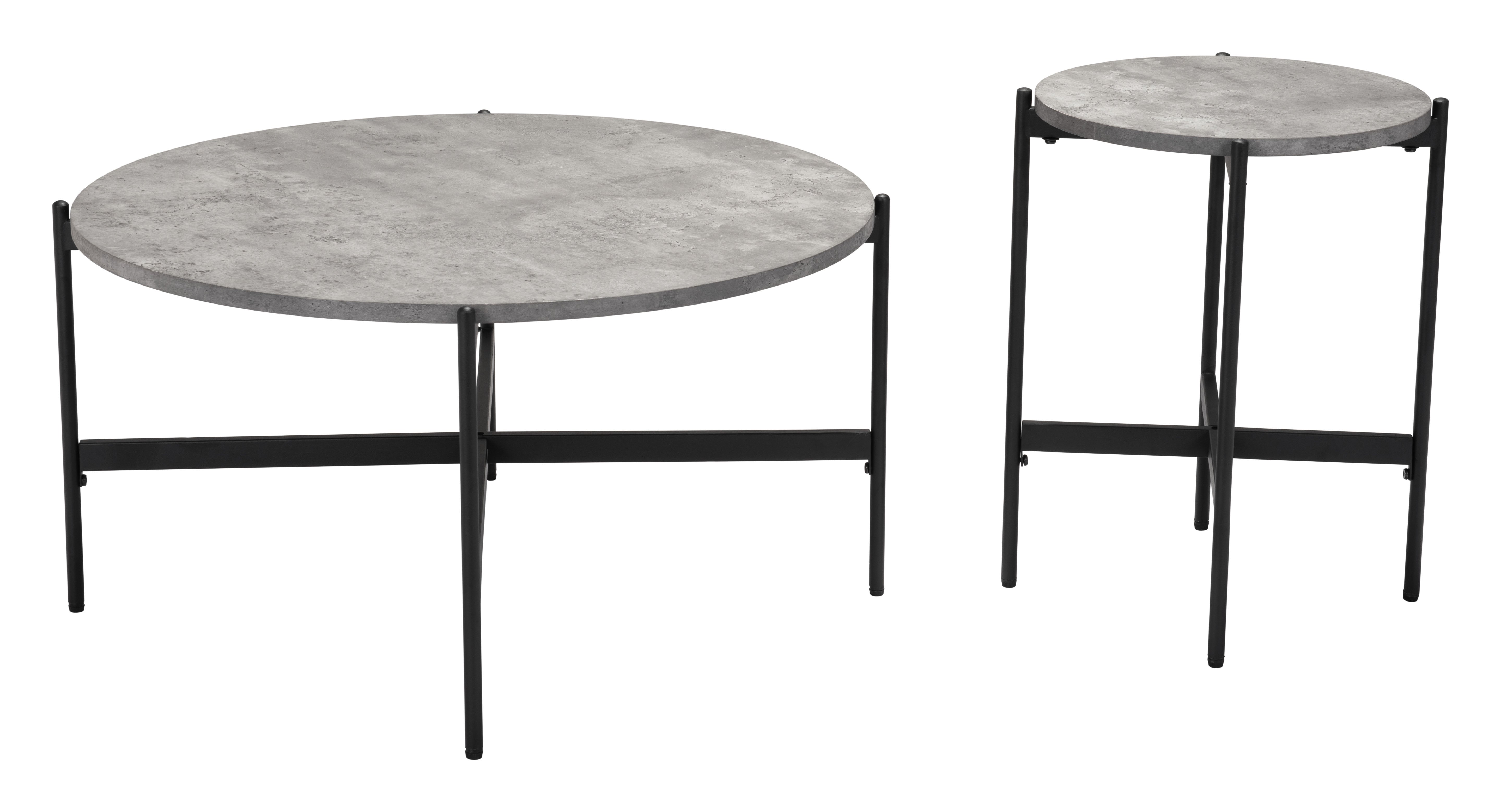 Malo Coffee Table Set (2-Piece) Gray & Black