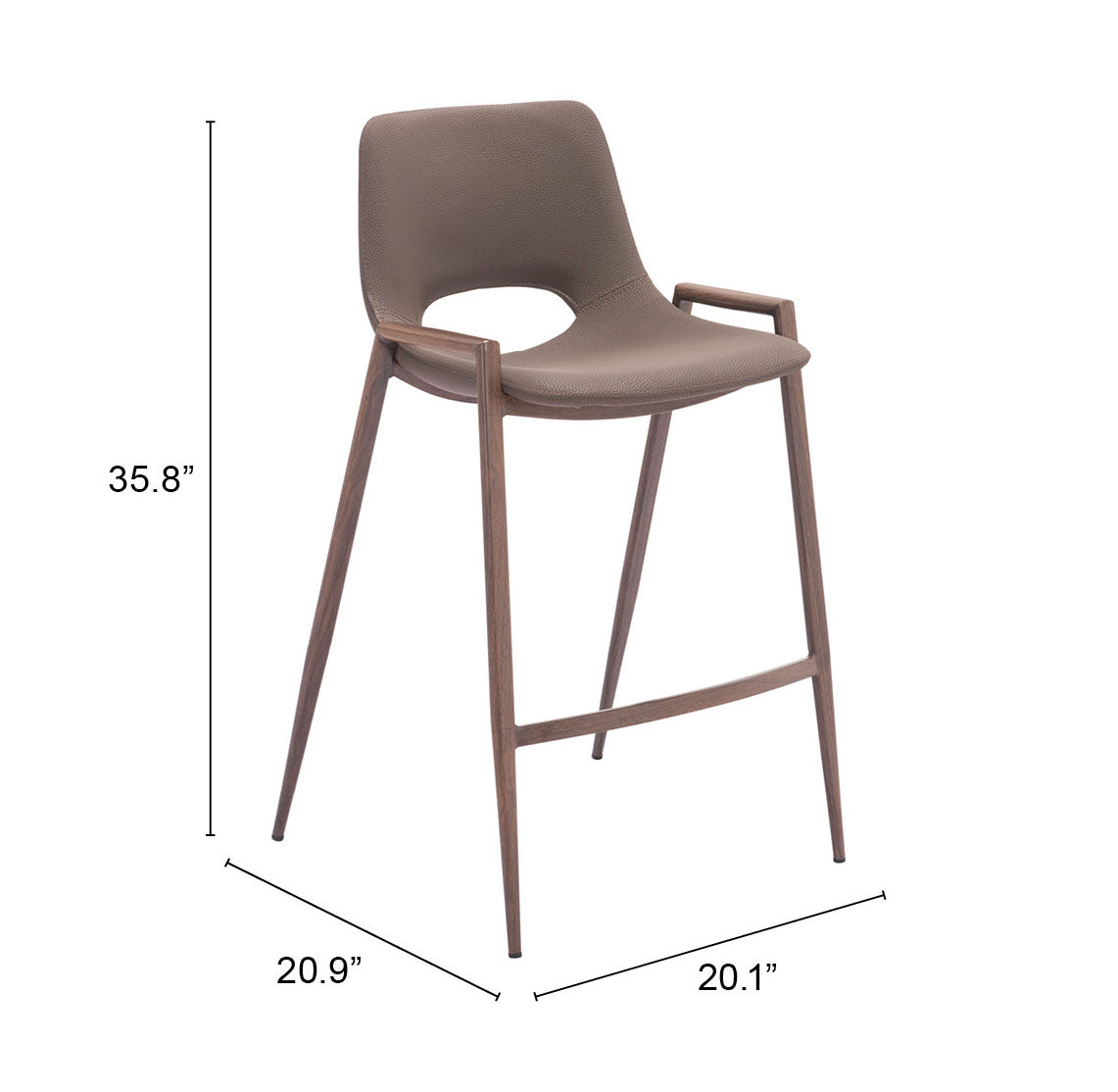 Desi Counter Stool Brown & Walnut