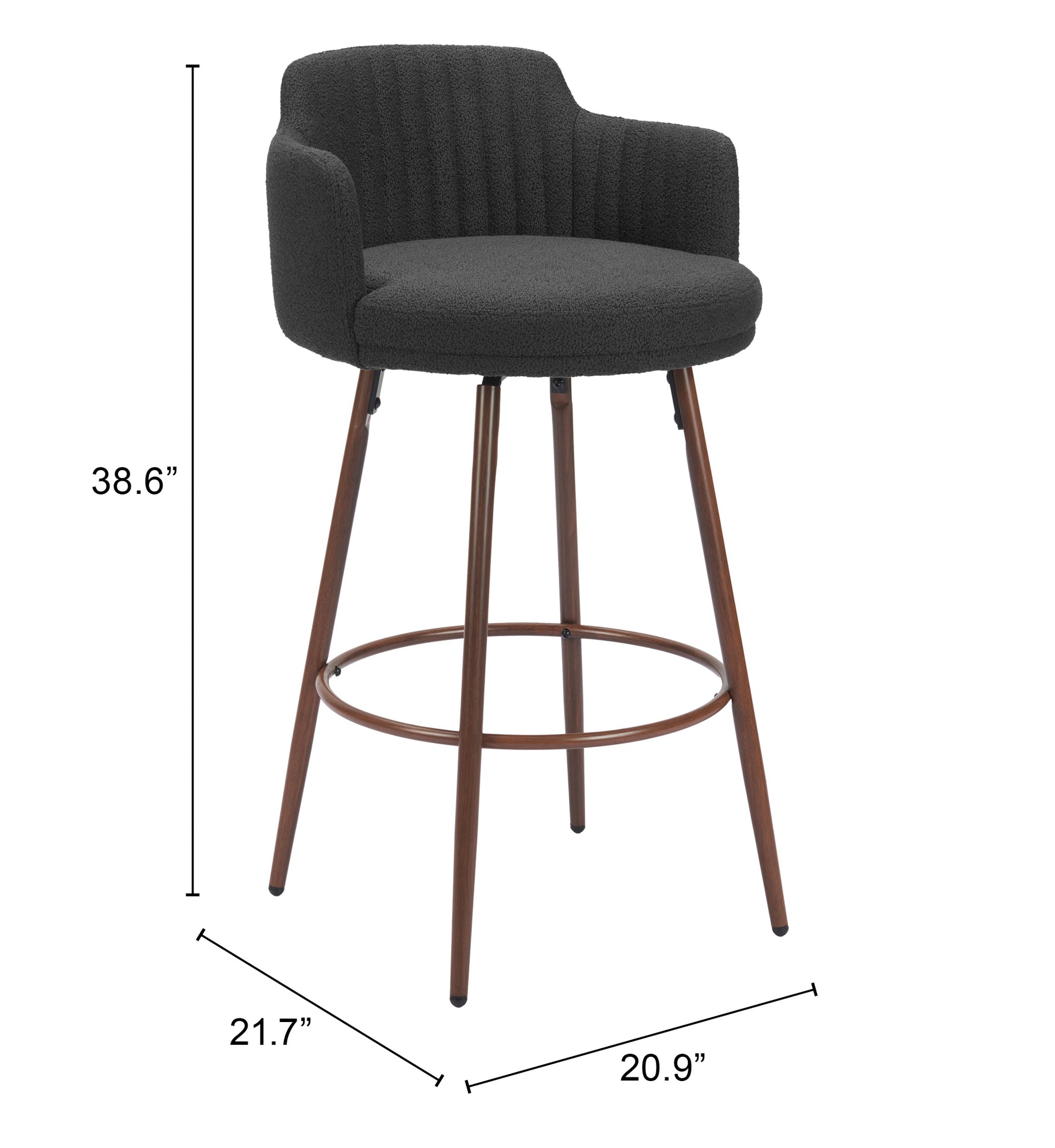 Kono Swivel Barstool Black & Walnut