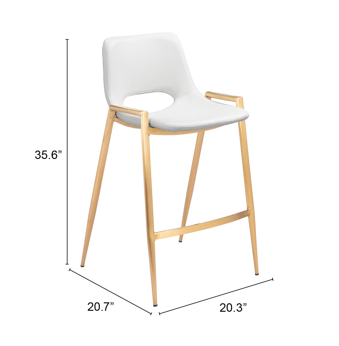 Desi Counter Stool White & Gold