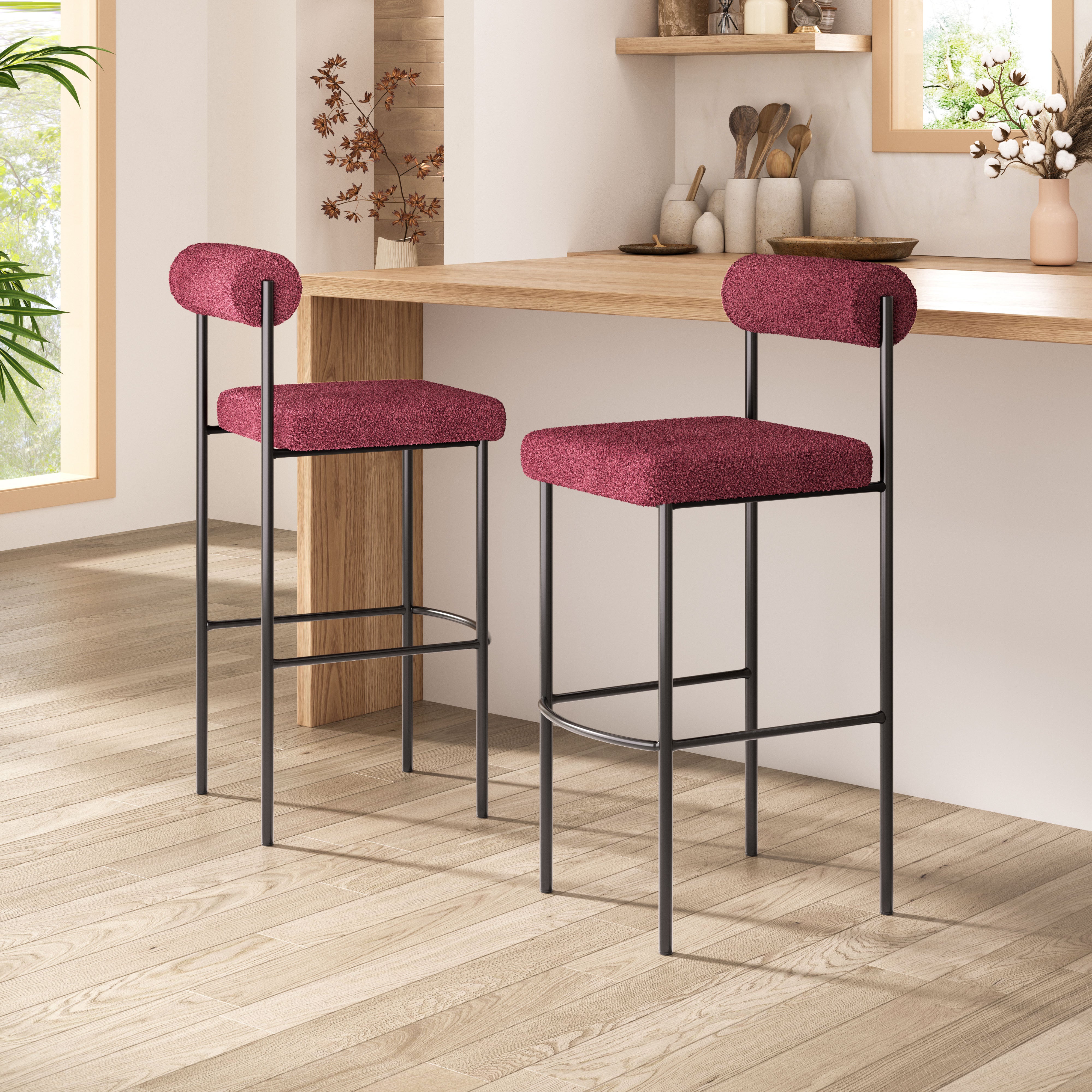 Livorno Barstool (Set & of 2) Red & Bronze