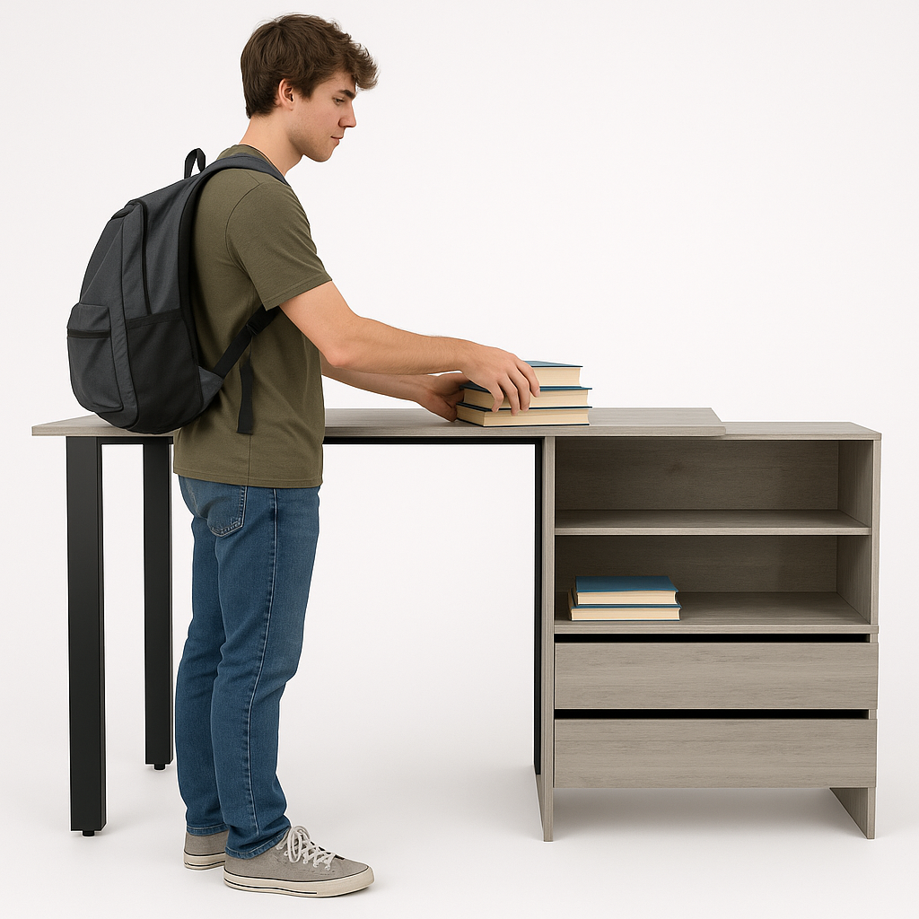 58" Light Gray Computer Desk