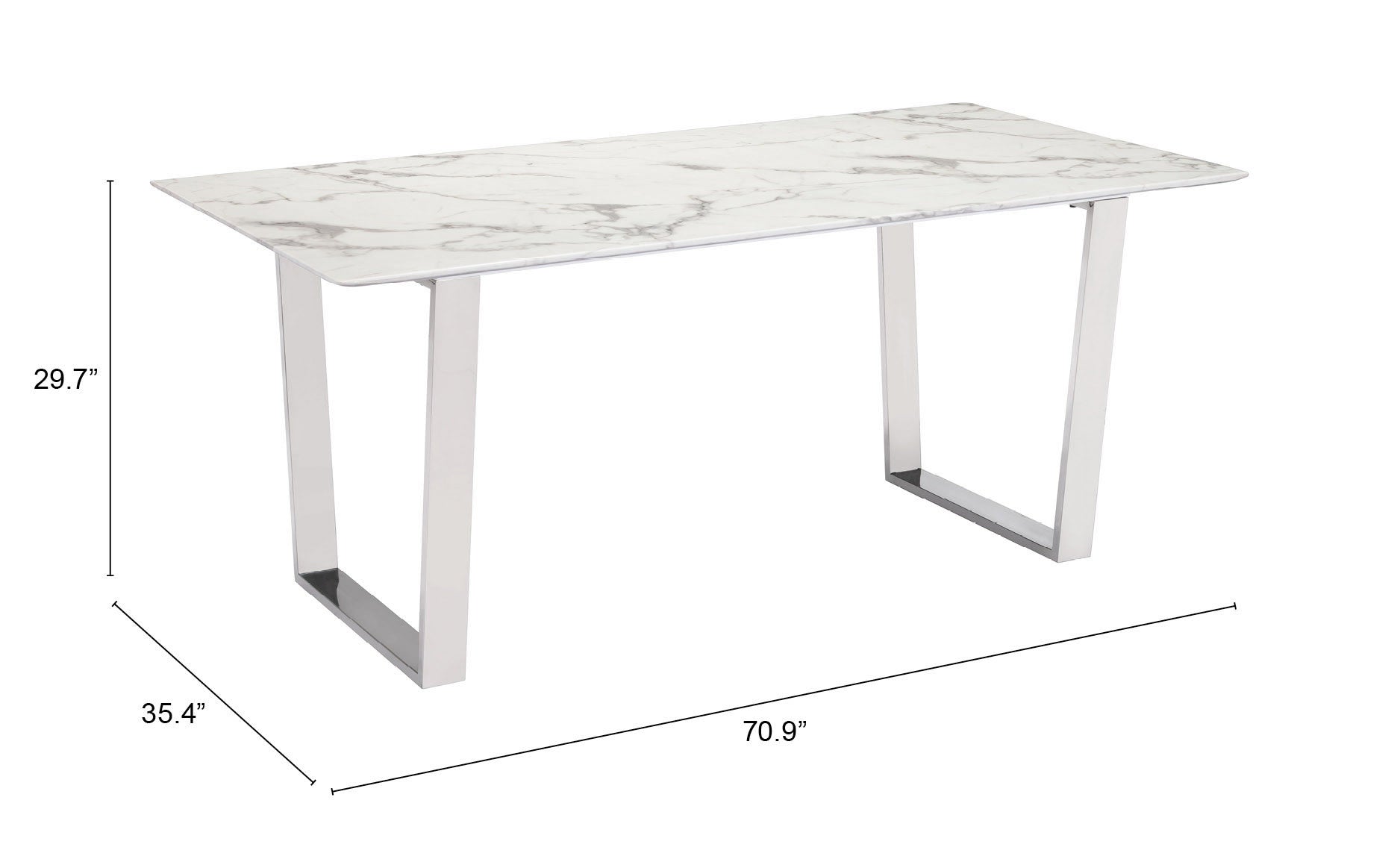 Atlas Dining Table White & Silver