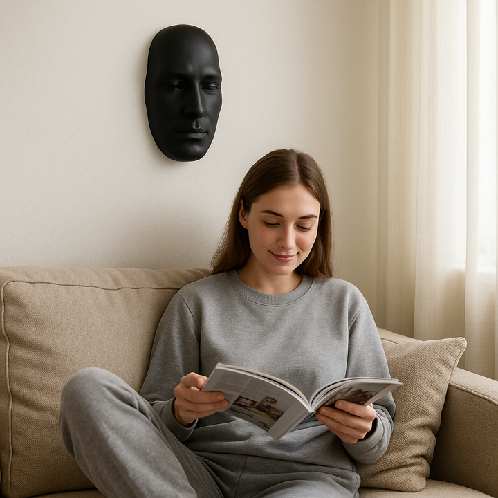 Exclusive Sumerian Masculine Face Matte Black Resin Wall Sculpture - Premium 28" Statement Art Collection
