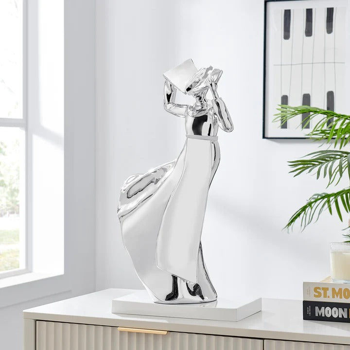 Exclusive Solange Sculpture Chrome - Premium 24" Handmade Resin Art Collection