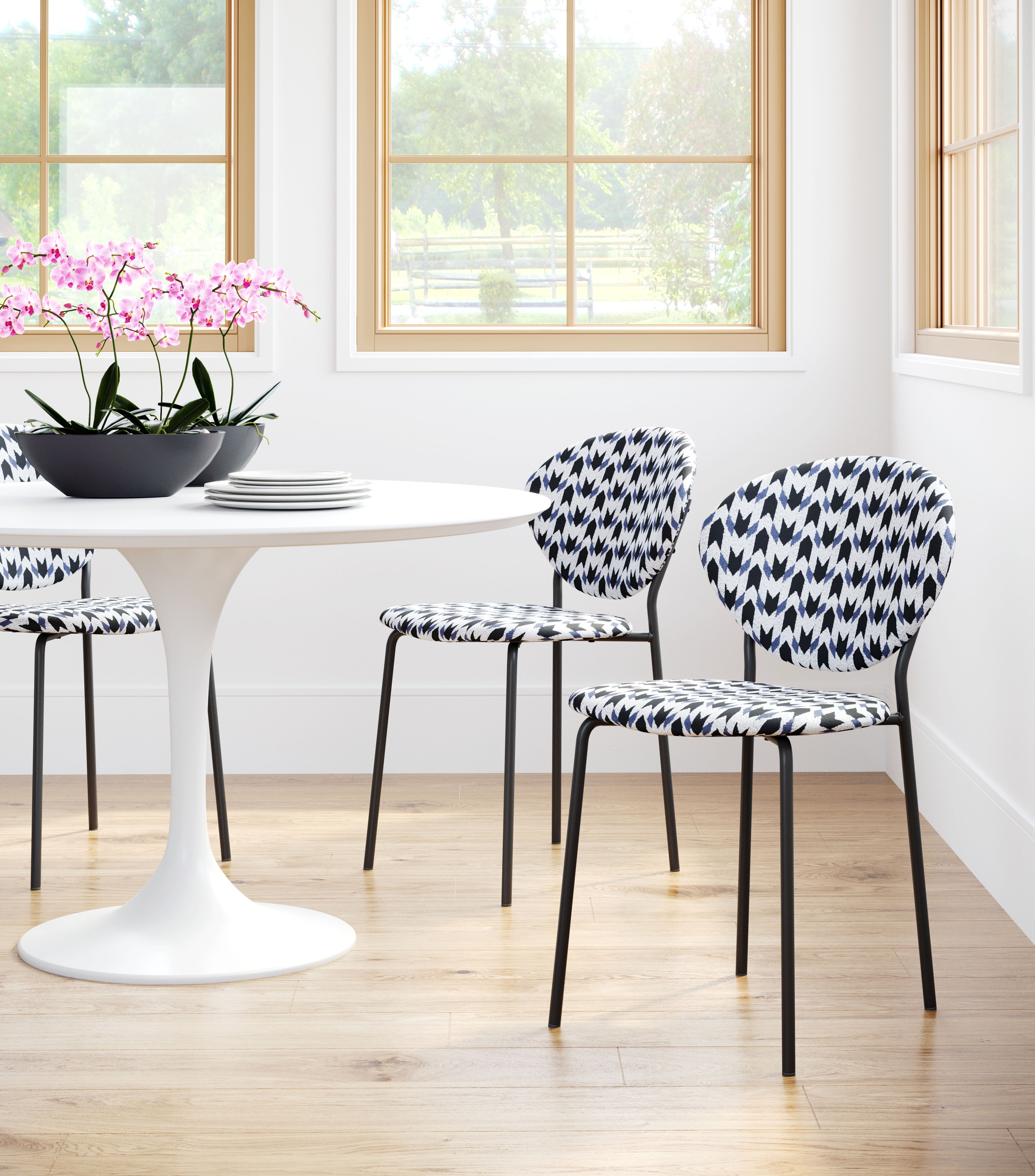 Clyde Dining Chair Geometric Print & Black