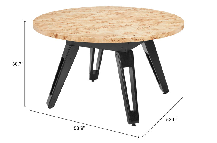 Burl 2-in-1 Table Natural – Convertible Round Burl Veneer & Felt | Dining & Game Table | Trufairs