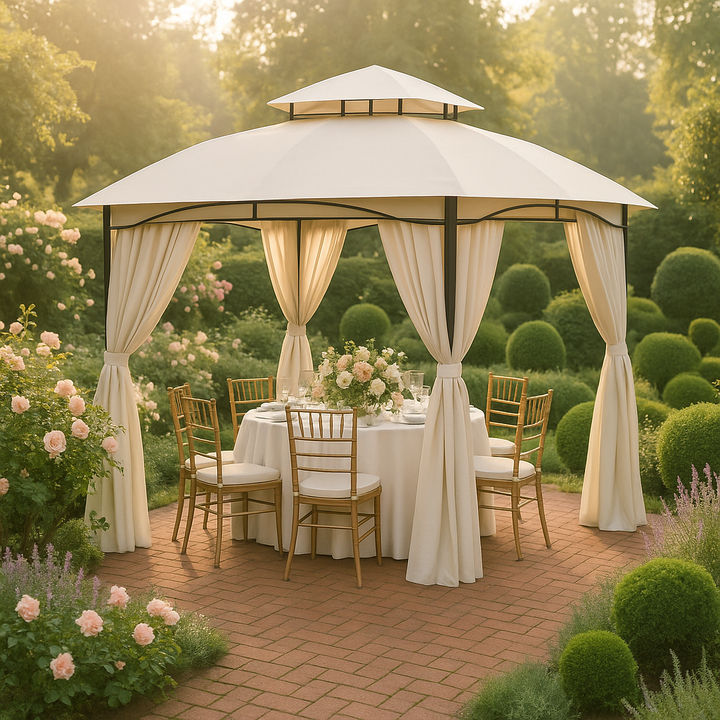 Exclusive 10' x 13' Patio Gazebo Canopy - Premium Double Vented Roof Steel Frame Outdoor Shelter