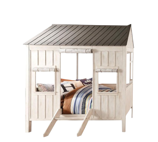 White Solid Wood Full House Bed