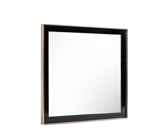 39" Rose Gold and Black Wood and Metal Framed Accent Mirror