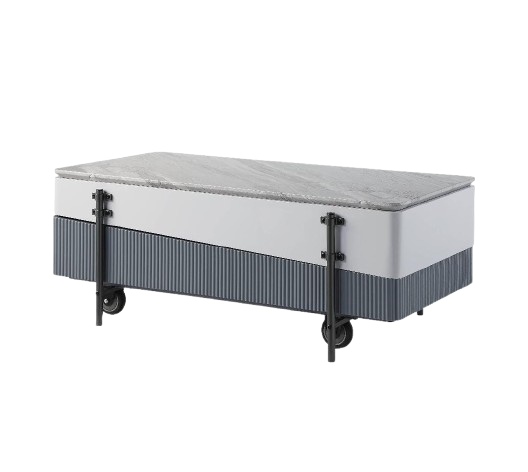 Wilkins Rectangular Coffee Table with Lift Top in White and Gray High Gloss