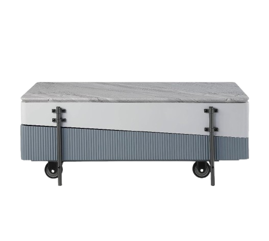 Wilkins Rectangular Coffee Table with Lift Top in White and Gray High Gloss