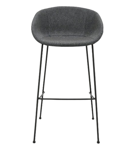 Metro Contemporary Bar Chair Set - Gray Fabric & Black Steel Frame (Set of 2