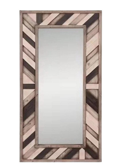 71" Ivory and Gray Wood Framed Leaning Accent Mirror