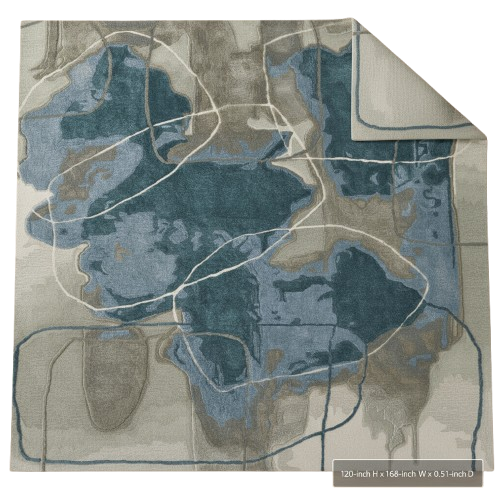10' X 14' Blue and Gray Abstract Hand Tufted Area Rug
