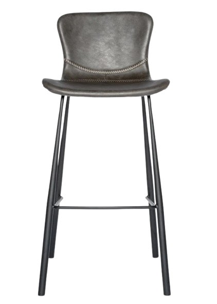 Set of Two 30" Gray And Black Steel Low Back Bar Height Bar Chairs