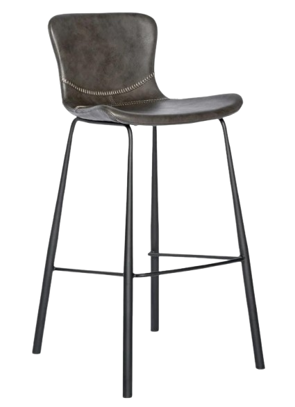Set of Two 30" Gray And Black Steel Low Back Bar Height Bar Chairs