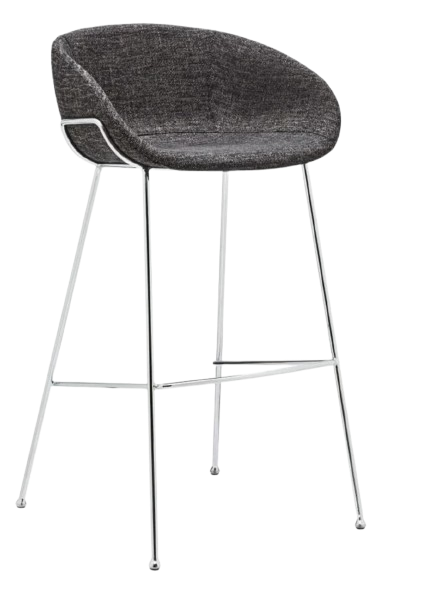 Set of Two 30" Black And Silver Steel Low Back Bar Height Bar Chairs