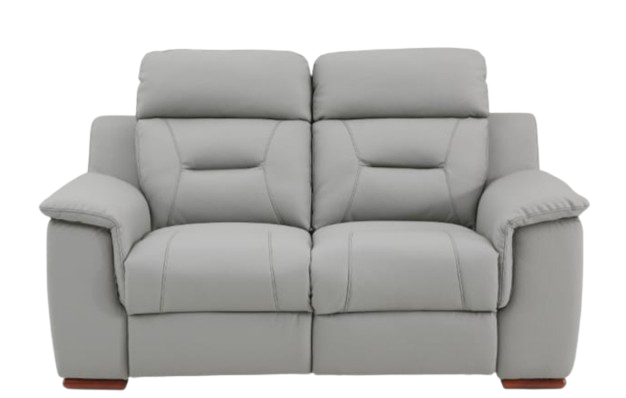 Two Piece Indoor Gray Genuine Leather Five Person Seating Set