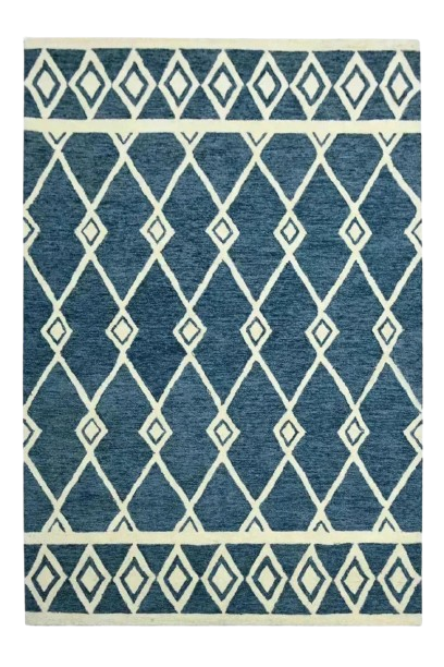 Vista Raton Navy Hand-Hooked Wool Area Rug 9'x13'