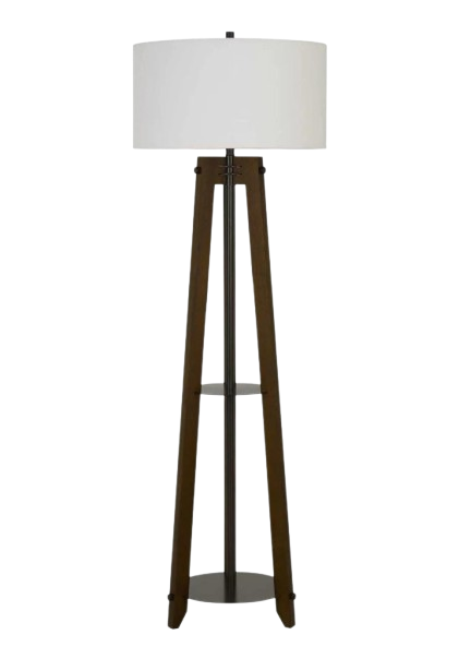 65" Brown Tripod Floor Lamp With White Rectangular Shade