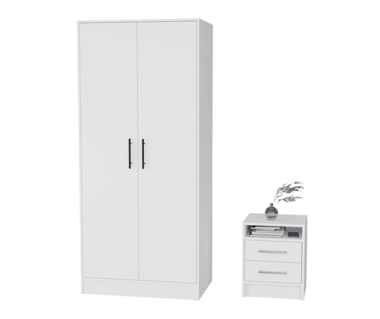 Two Piece White Bedroom Set