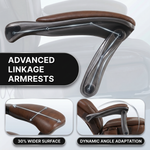 Black massage office chair showing six vibration points with working, reading and napping modes