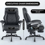 Executive massage office chair dimensions diagram showing 24.8-inch width and 300 lb capacity