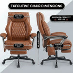Executive massage office chair dimensions diagram showing 24.8-inch width and 300 lb capacity