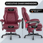 Executive massage office chair dimensions diagram showing 24.8-inch width and 300 lb capacity