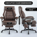 Executive massage office chair dimensions diagram showing 24.8-inch width and 300 lb capacity